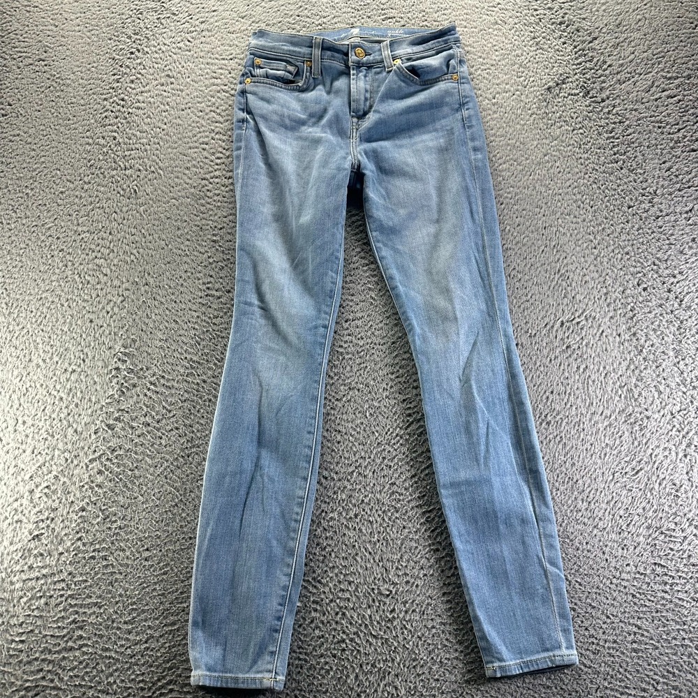 7 For All Mankind Jeans Womens 25x29 Blue Cotton Denim Ankle Skinny Leg Faded